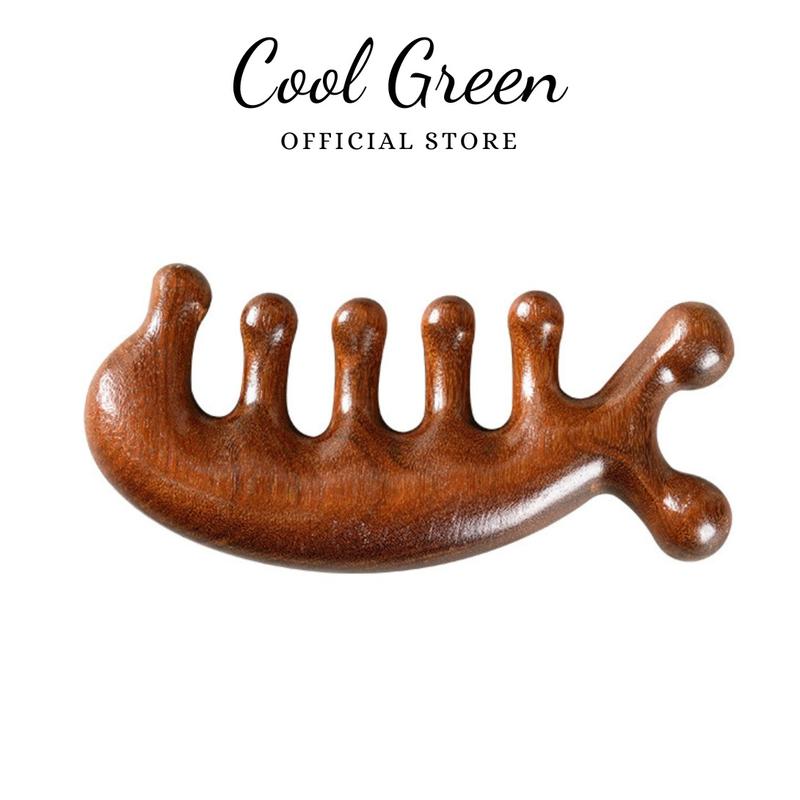 Lược gỗ Đàn Hương Đỏ 2 đầu massage mặt và đầu cao cấp LMS02