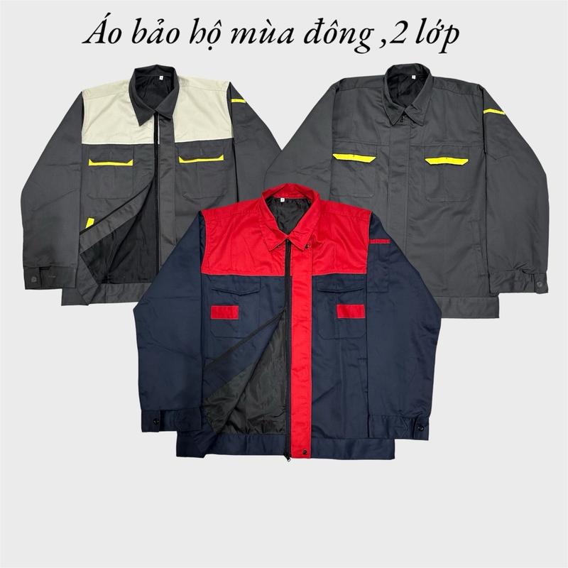 Áo bảo hộ lao động nam mùa đông ,Áo khoác 2 lớp kaki,lót gió Jacket