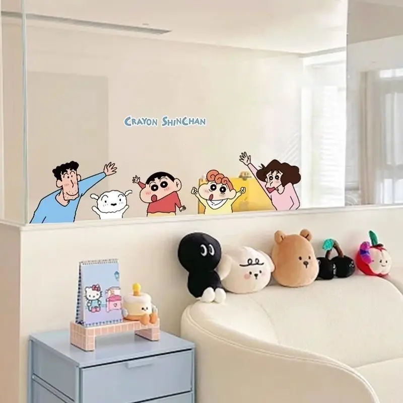 Hình Dán Đồ Trang Trí Gương Phòng Ngủ Bút Chì Màu Shin-chan, Miếng Dán Dễ Thương, Chống Thấm Nước, Thích Hợp Cho Cửa Kính, Bộ Sưu Tập Năm 2025, Bao Gồm 23.000 Người Dùng 3