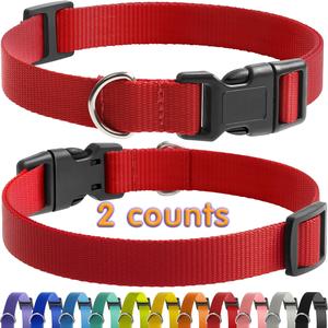Nylon Dog Collar Strap with D-ring, 2 Counts Pet Collar Strap, Pet Supplies for Daily Use, Suitable for All Dog Leashes, and Training Aids