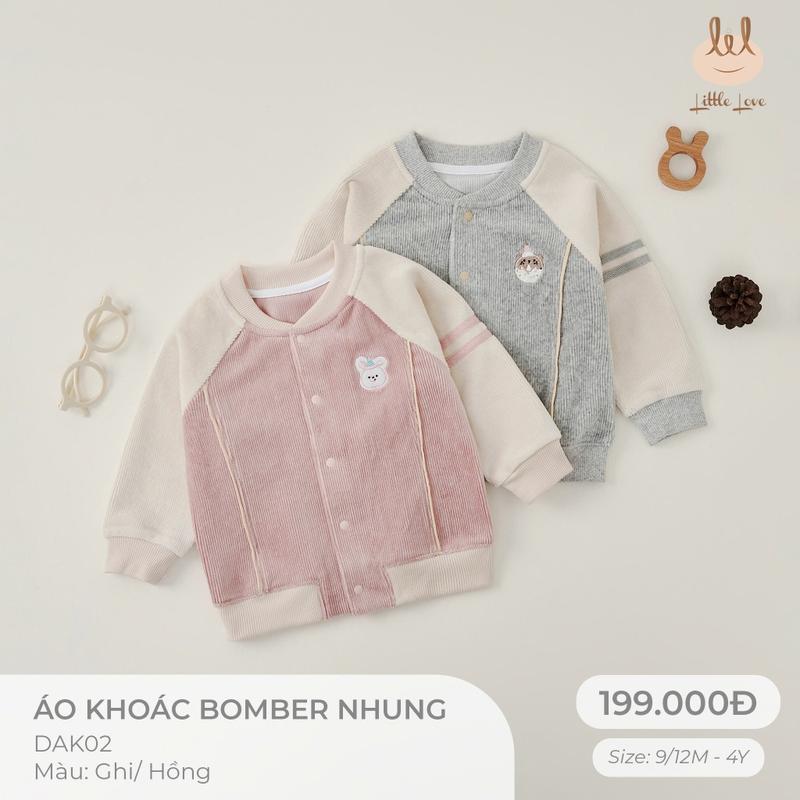  Áo khoác bomber nhung dành cho bé 9-12m đến 4Y LiL Little Love  DAK02  
