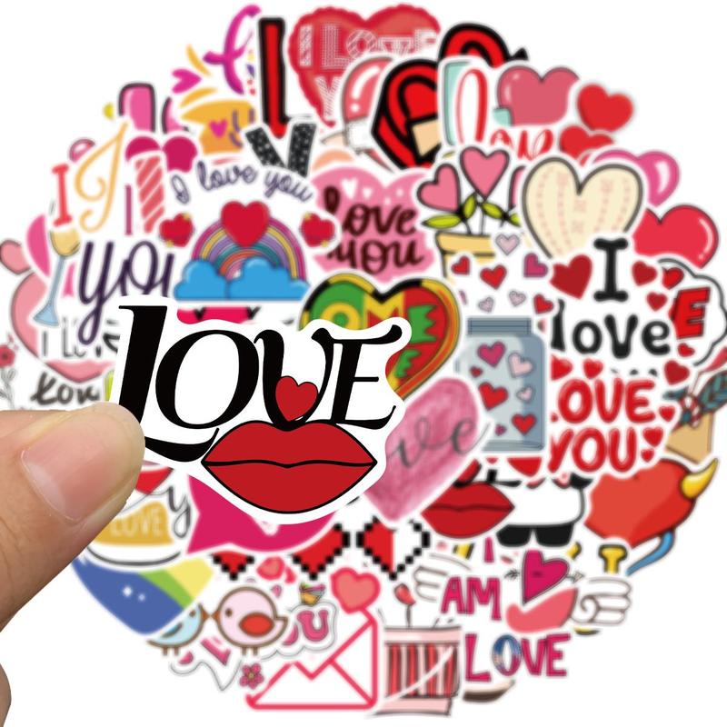Valentine's Day Themed Sticker, 50pcs/1200pcs/set Love Sticker, Vinyl Waterproof Sticker for Laptop Water Bottles Scrapbook Skateboard Guitar 5