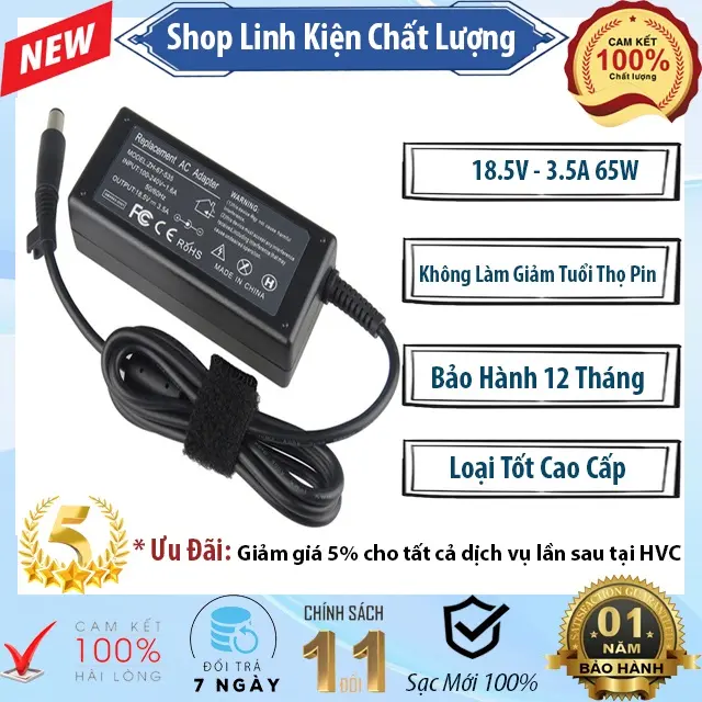 Sạc Laptop Dòng H.P 18.5V - 3.5A Công Suất 65W