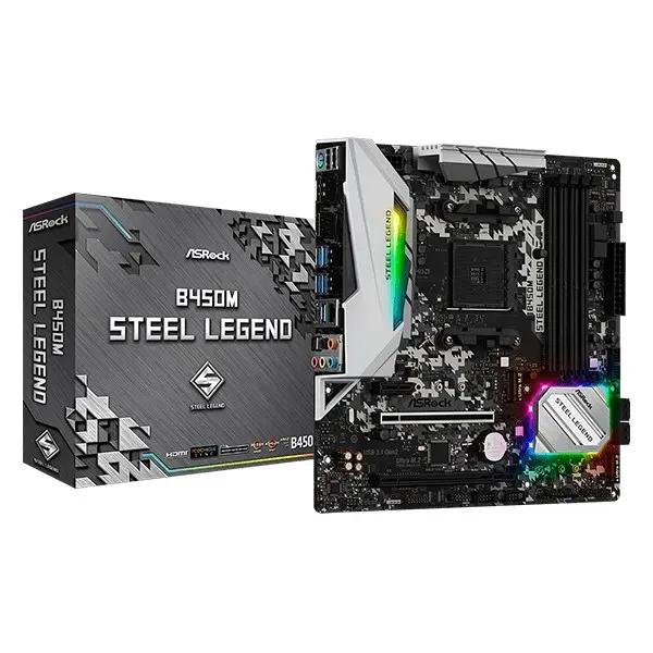 ASRock B450M Steel Legend (Socket AM4) - AMD Ryzen Series CPUs Support DDR4 3533+ (OC) - Black 0