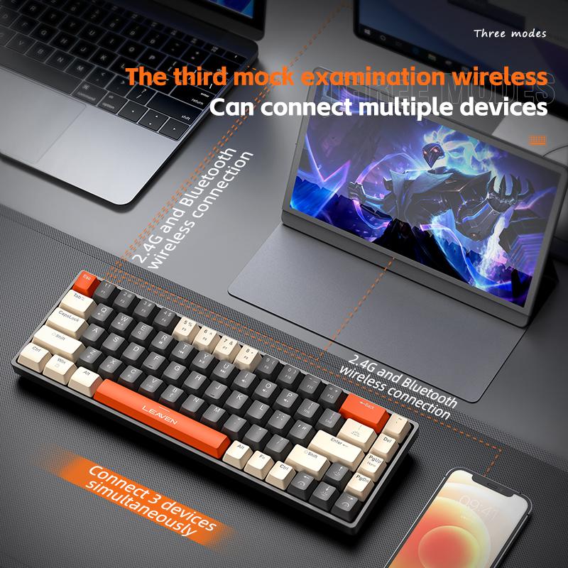 Product Introduction of Leaven H68 Tri-Mode 68-Key Hot-Swappable RGB Backlight Wireless Mechanical Gaming Keyboard 10