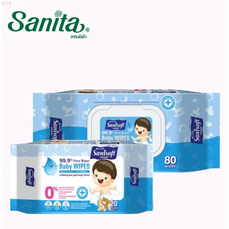 Sanisoft / แซนนิซอฟท์ ทิชชูเปียกสำหรับเด็ก สูตรน้ำบริสุทธิ์ 99.9% หนานุ่มพิเศษ ปราศจากน้ำหอม  สินค้าขายดี
