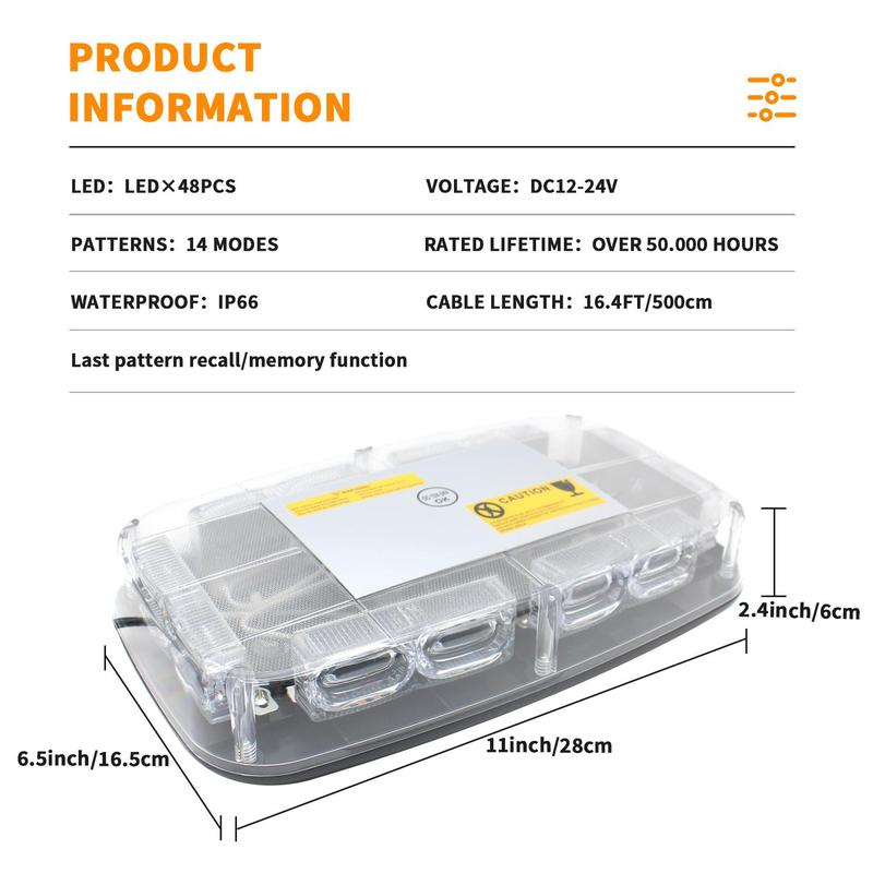 Product Introduction of 48LEDs Car Roof Top Strobe Lights, High Visibility Emergency Safety Warning LED Mini Strobe Lamp with Magnetic Base, Roof Top Warning Strobe Light, LED Lights for Car, Car Accessories, Gifts for Boyfriend 15