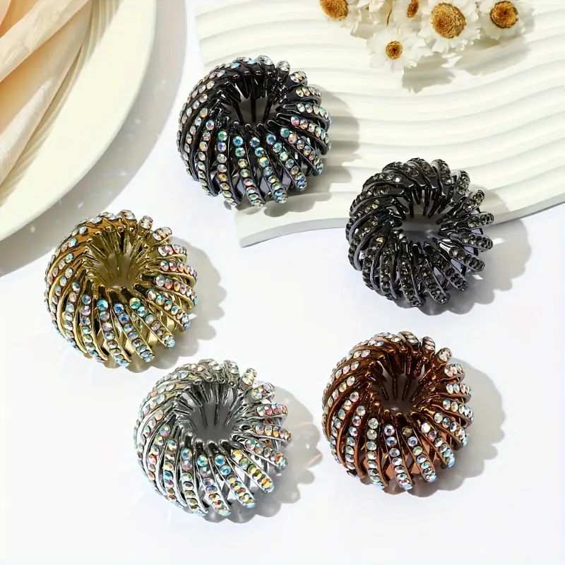 [Local warehouse shipments] Elegant Bird Nest Magic Hair Clip - Sparkling Rhinestone Ponytail Holder With Non-Slip Grip, Strong Hold For Women And Girls - Fashionable Hair Accessory