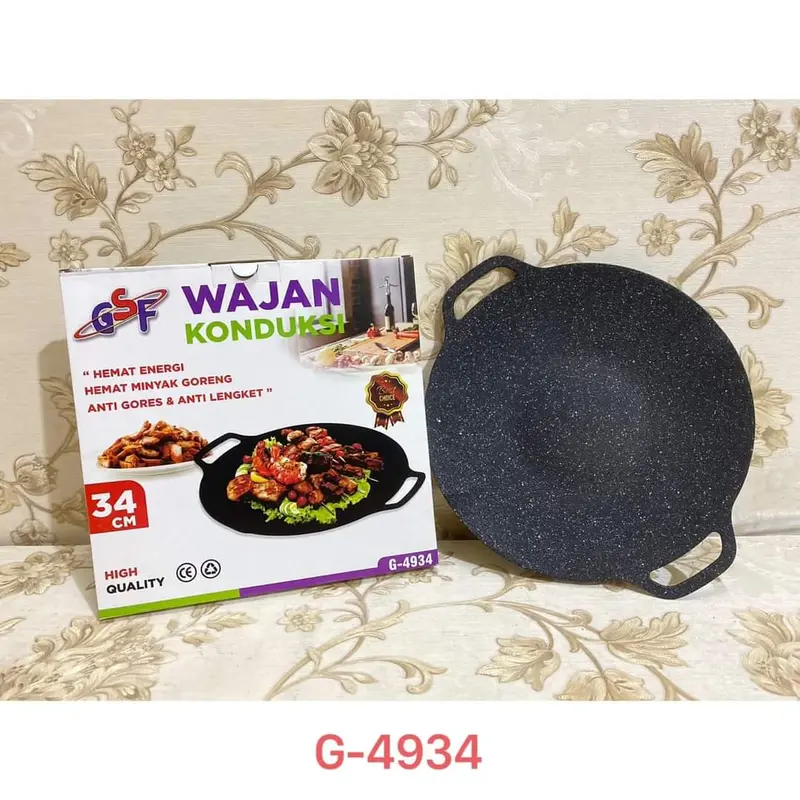 WAJAN KONDUKSI GSF G-4934 34CM /GSF G-4936 36CM /GSF G-4938 38CM / WAJAN PEMANGGANG BBQ BULAT / WAJAN ANTI LENGKET MURAH 4