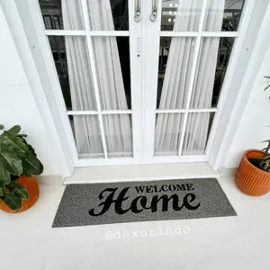 WELCOME HOME PRINT - Keset Welcome- Keset Home - Keset Kaki Abu Biru Coklat Gold