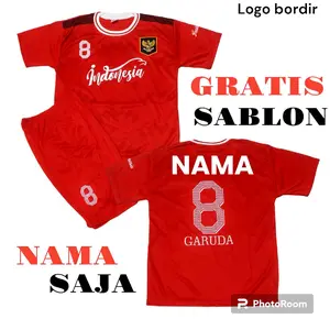 SETELAN JERSEY BOLA TIMNAS INDONESIA UMUR 1-11THN Cepat Kering Uniseks Set Nyaman Baju Celana Outdoor Sport