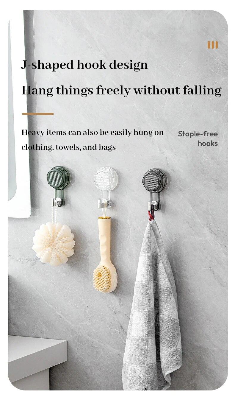 Product Introduction of 1pc Strong Suction Cup Hook with No Punching Hole Vacuum Adhesive on The Back of Bathroom Door No Trace Wall Adhesive Bathroom 21