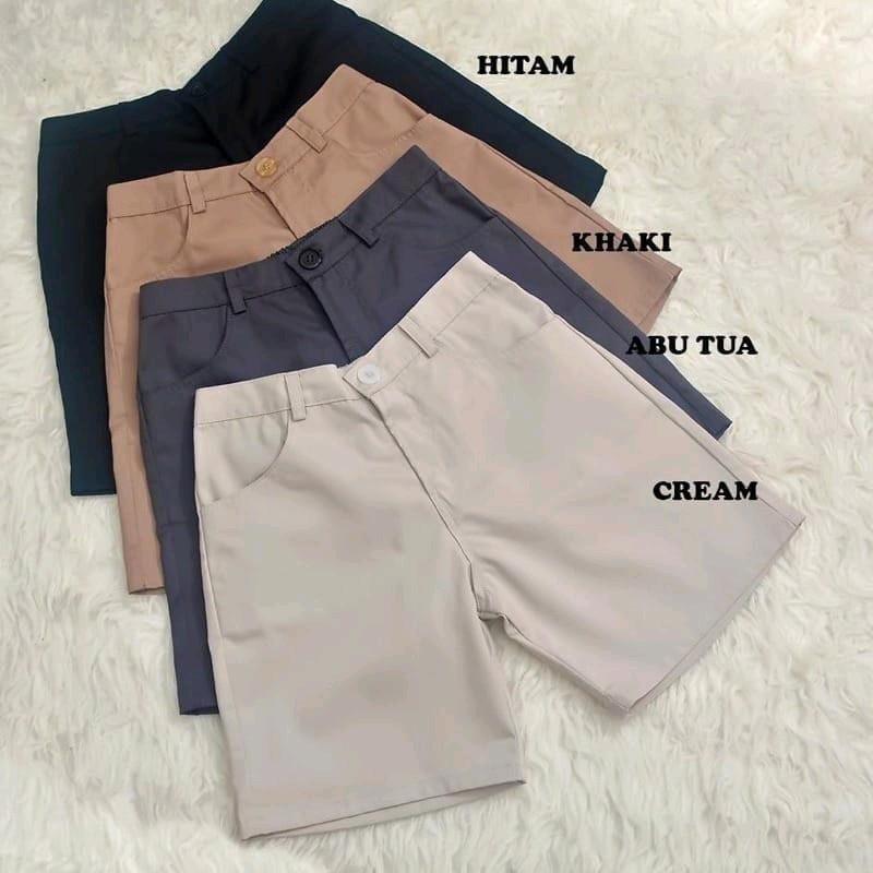 Celana pendek polos kekinian Celana pendek wanita polos Hotpen model korea Katun Santai Mini Polos Kancing Karet 5