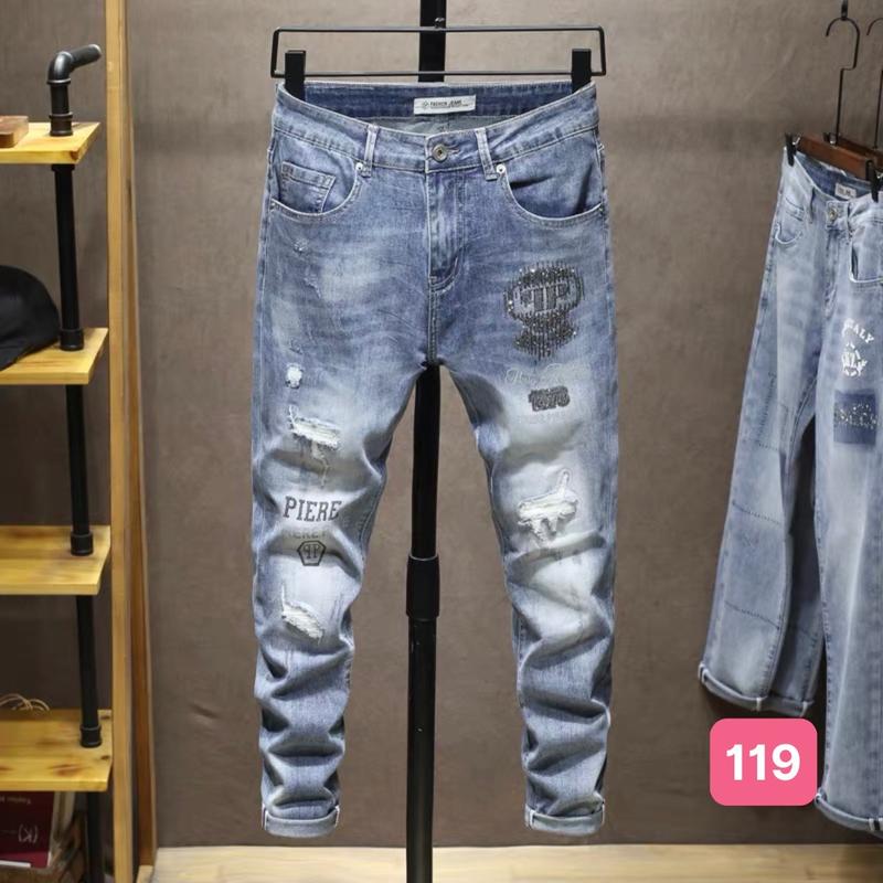 (HÀNG MỚI) Quần jean nam dài ống suông form slimfit rách nhẹ gối co giãn đa chiều Menswear Pants Cotton 1