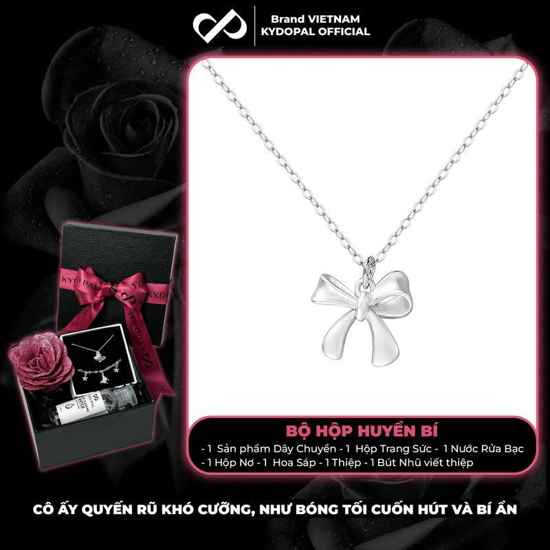Dây chuyền bạc nữ KYDOPAL dáng nơ cá tính thắt cách điệu tiểu thư nữ tính trang sức bạc 925 - PAL9C2C1
