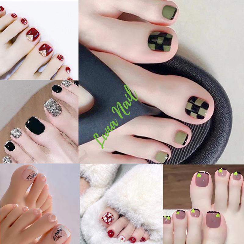 Móng chân Giả Thời Trang Kèm Keo Dán silicon