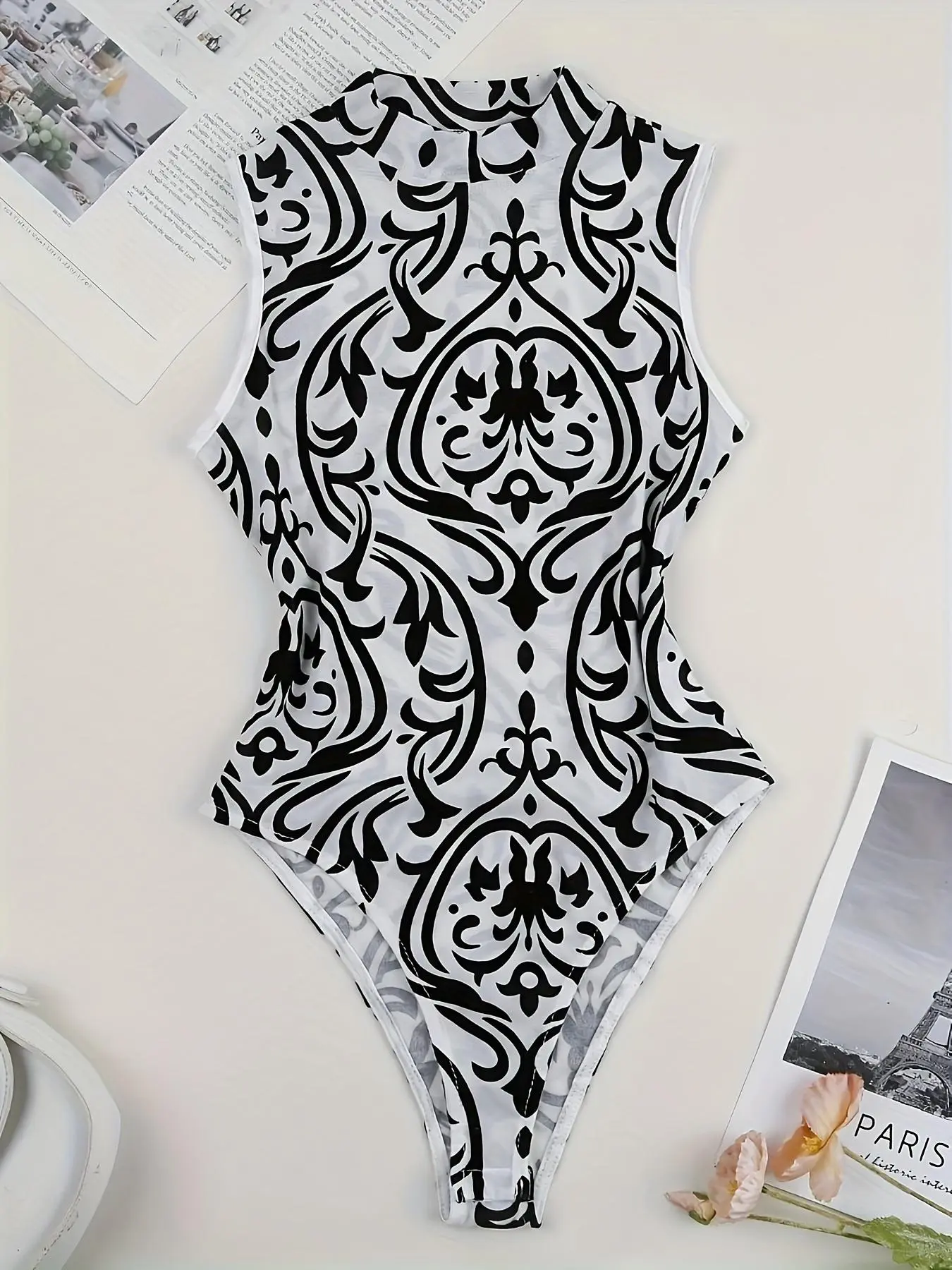 Women's Round Neck Bodysuit, Fashion Casual Sleeveless Bodysuit for Daily Outdoor Wear, Women Clothing for All Seasons