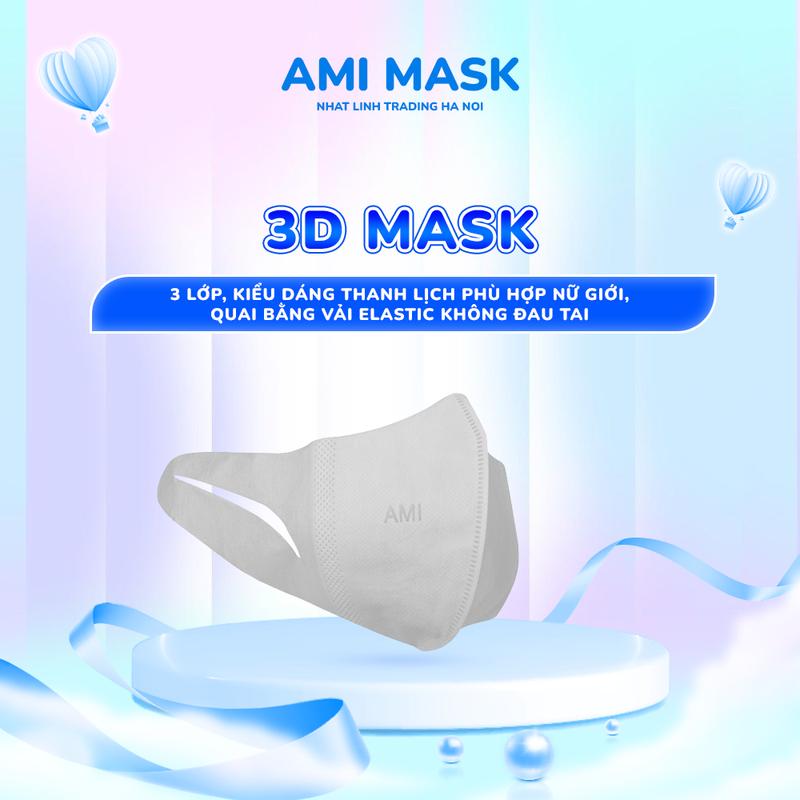 200 chiếc Khẩu trang y tế AMI 3D Mask 3 lớp form nhỏ kháng khuẩn ngăn bụi mịn