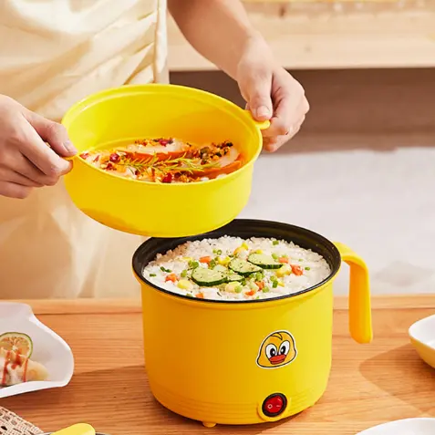 Panci Listrik Serbaguna Elektrik Cooker Multifungsi Panci Kukus Elektrik / Panci Listrik Multifunctional Electric Frying Pan Kuning 4