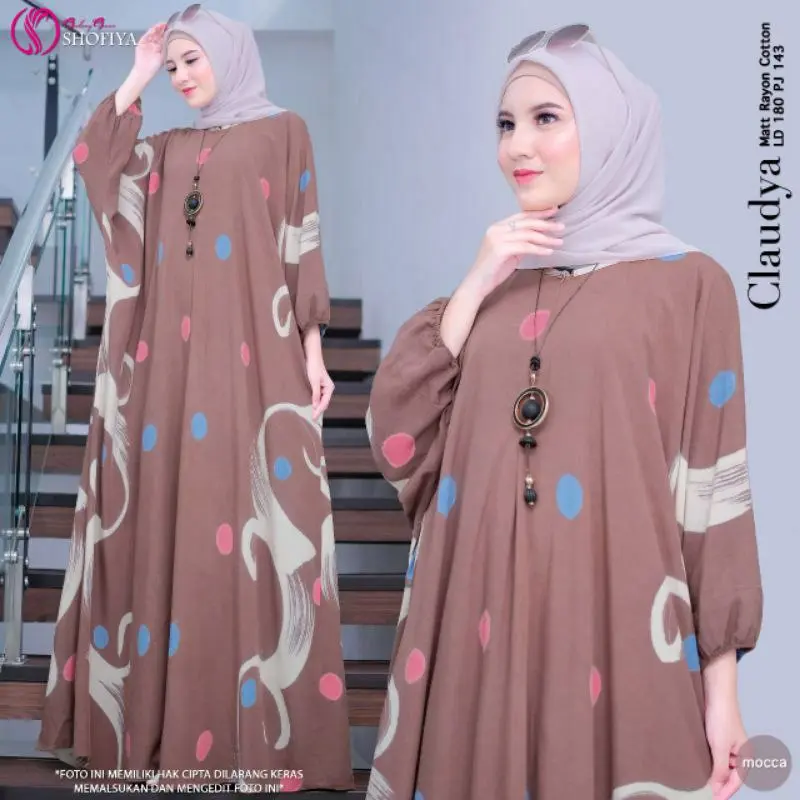 Gamis Kaftan Claudiya Super Jumbo Busui Friendly LD 170 Kain Rayon Tebal by dastantex