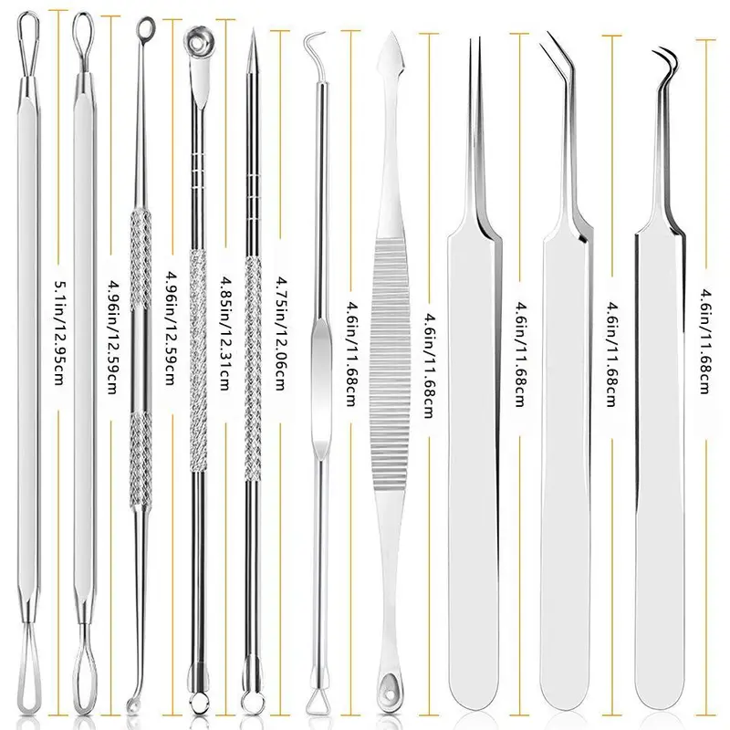 Blackhead Extractor Tool Set, 10pcs/set Blackhead Cleansing Tool with Storage Case, Manual Skin Care Tool for Forehead, Face and Nose 1