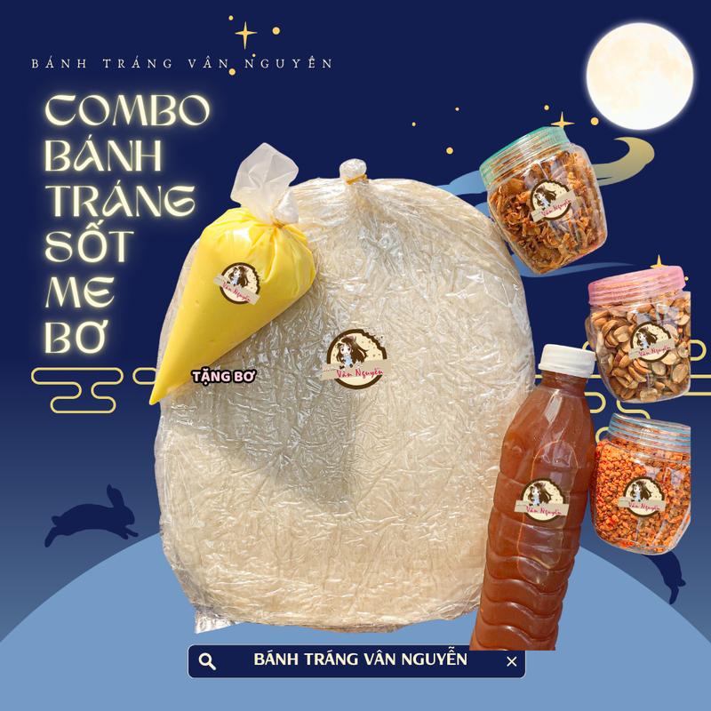 COMBO bánh tráng phơi sương chấm sốt me bơ. Bánh Tráng Vân Nguyễn đồ ăn vặt snack