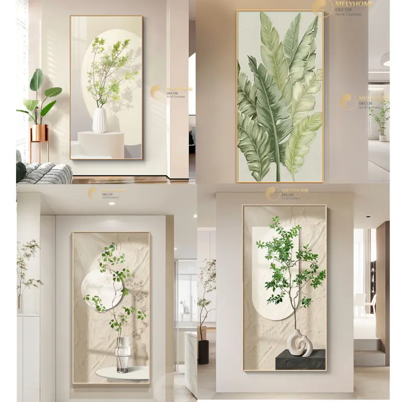 Khổ Lớn - Tranh Treo Tường Tráng Gương Canvas Cao Cấp Tao Nhã Nghệ Thuật Ánh Trăng Cây Lá Nhiệt Đới Mẫu Mới Nhất 2023 0