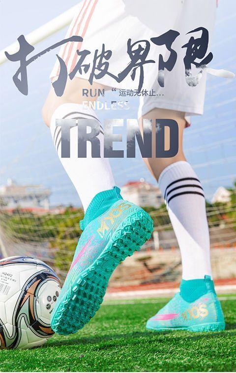 Product Introduction of Cristiano Ronaldo Messi Mandarin Duck Soccer Shoes Men Broken Spike Long Spike Children Boys Girls Non-slip Short Spike Primary and Secondary School Students High-top Sneakers 2