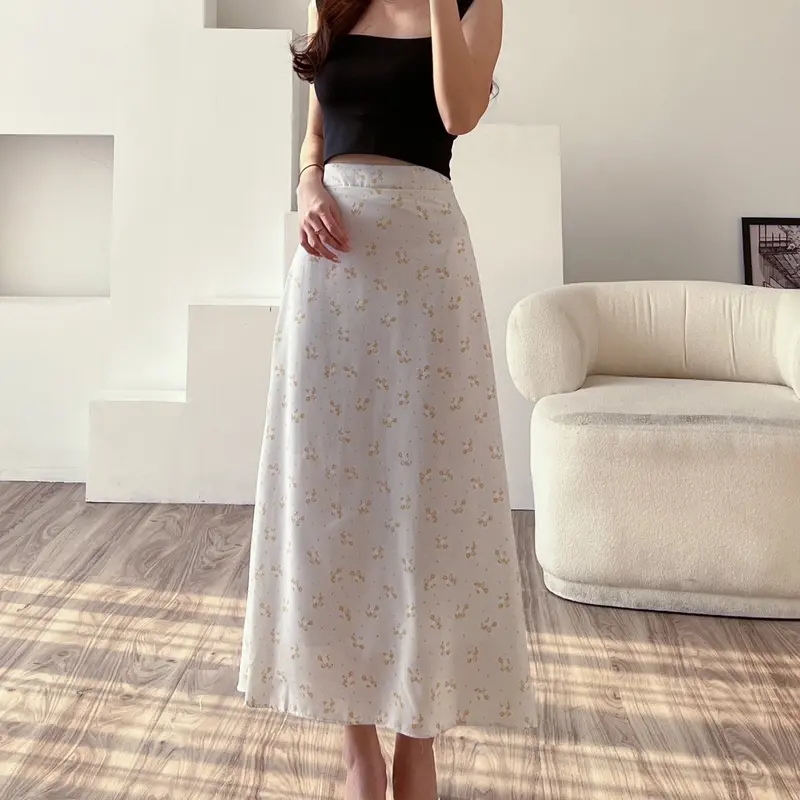 Rok Floral Skirt A Line / Maxi Skirt / Highwaist / Korean Skirt Crinkle Fit 0