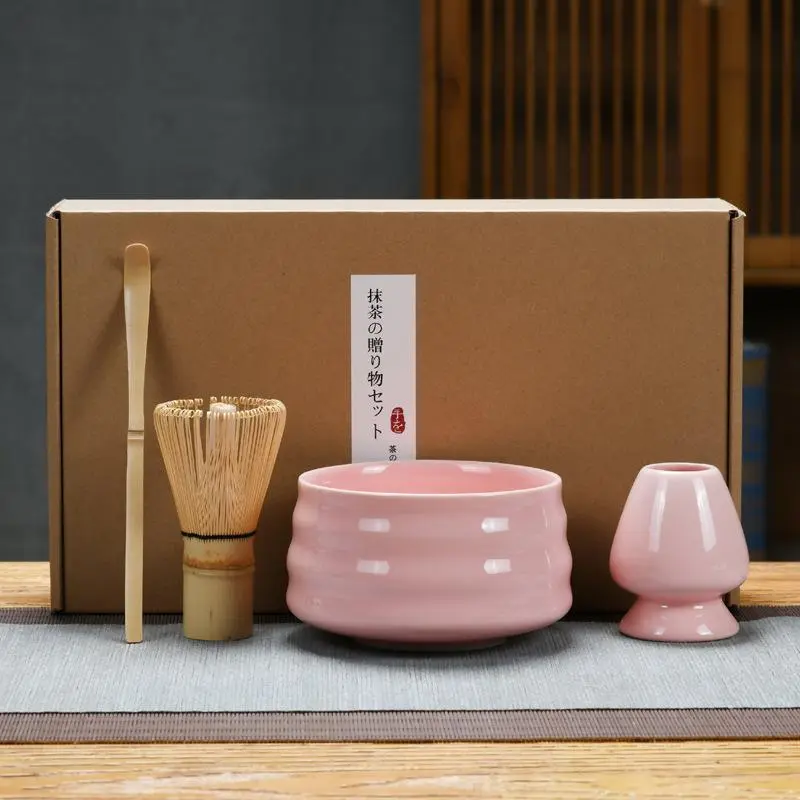 Japanese Matcha Set with Box, 1 Set Including Matcha Bowl & Scoop & Wooden Bamboo Matcha Whisk & Whisk Holder, Tea Making Tool for Home Office Use, Kitchenware Gift for Tea Lover