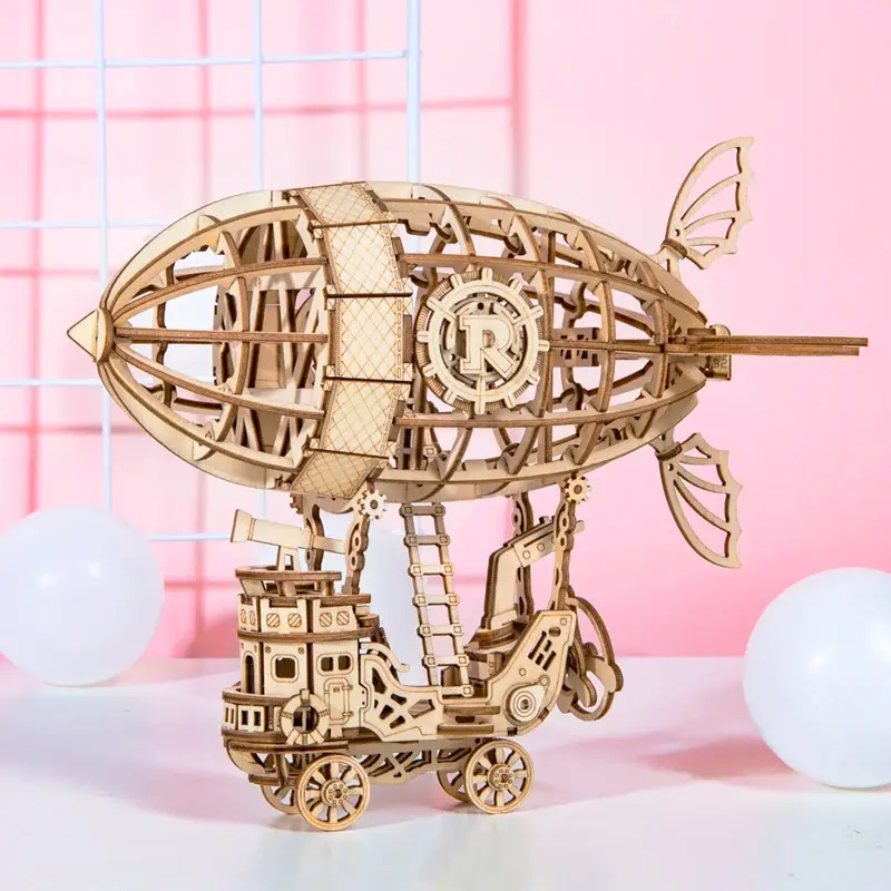 Robotime ROKR DIY 3D  Wooden Puzzle Game Assembly Popular Toy Gift for  Adult Brain Teaser Construction Set for Teens TG407 Airship 1