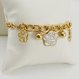 Gelang berbentuk mawar, untuk Wanita, Diperbuat daripada Keluli Titanium, Gaya Eropah, Gelang Keluli Tahan Karat Emas 18K dengan Berlian, Aksesori Barang Kemas Buatan Tangan gelang  tahankarat kamassi gelang  rapunzel  princess