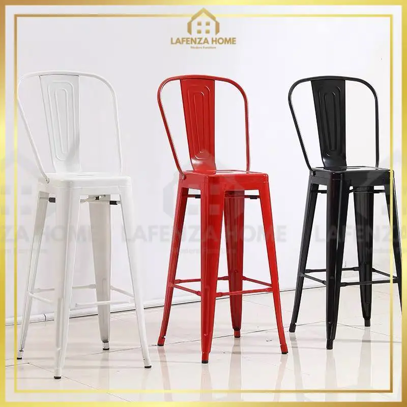 LAFENZAHOME Bar Chair Metal Dining Chair Kerusi Makan Kerusi Besi Steel Chair Bar Stool Cafe Chair 76CM Restaurant