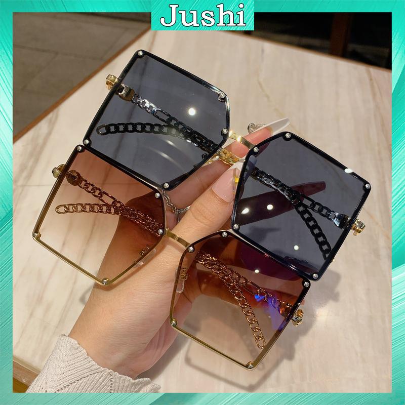 [MS42] Kính mát nữ thời trang đi biển, mắt kính râm gọng vuông kim loại