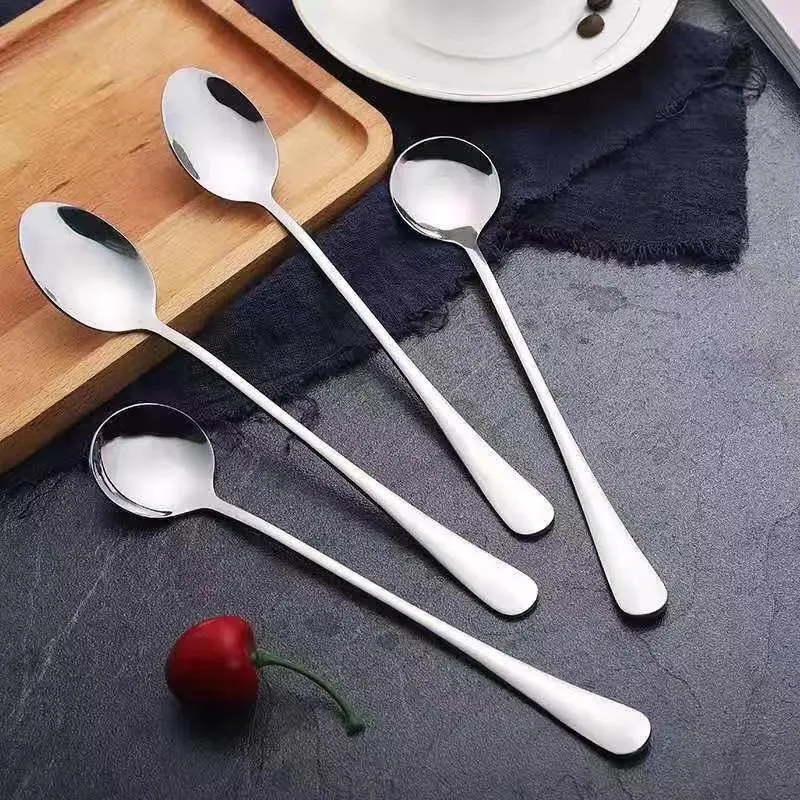 Stainless Steel Long Handle Spoon, 1 Count Durable Coffee Stirring Spoon, Ice Spoon, Kitchen Utensils for Home Use 0