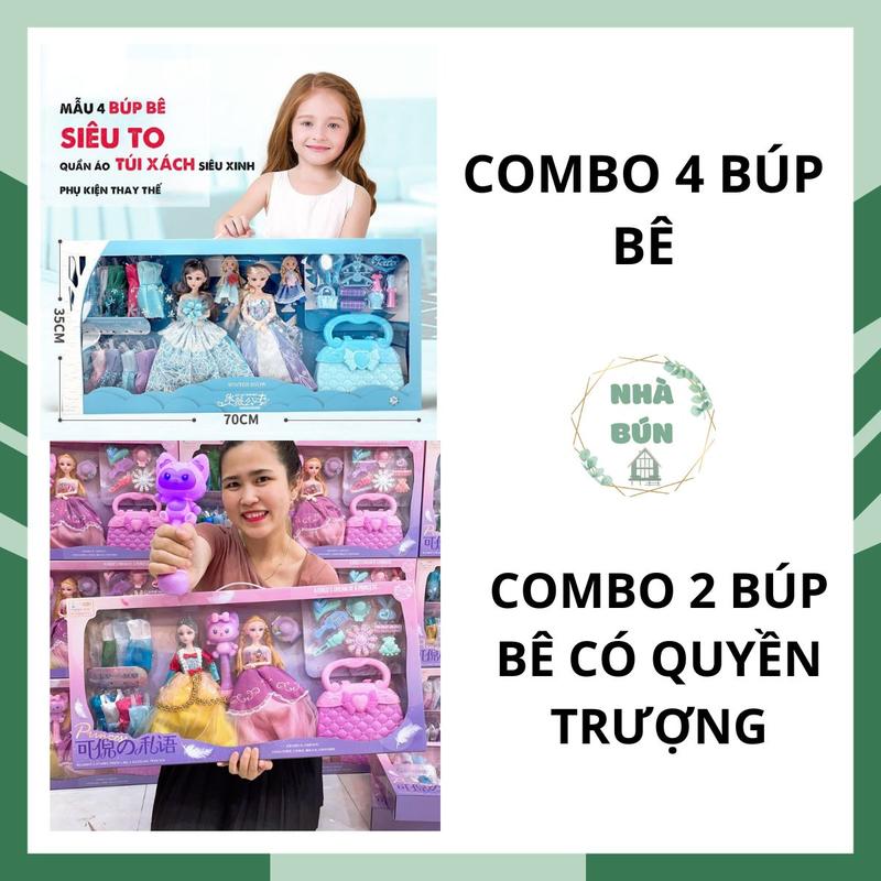 Đồ Chơi Combo 2 Búp Bê Barbie Công Chúa Băng Giá Elsa Tóc Mây Thay Váy Có Túi Xách Và Đồ Trang Điểm Có Quyền Trượng Đồ Chơi Toy A31 E14 E53 M41