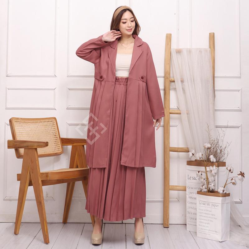 Product Introduction of SetRok Blazer Rok Plisket Fit Karet Setelan Wanita 3