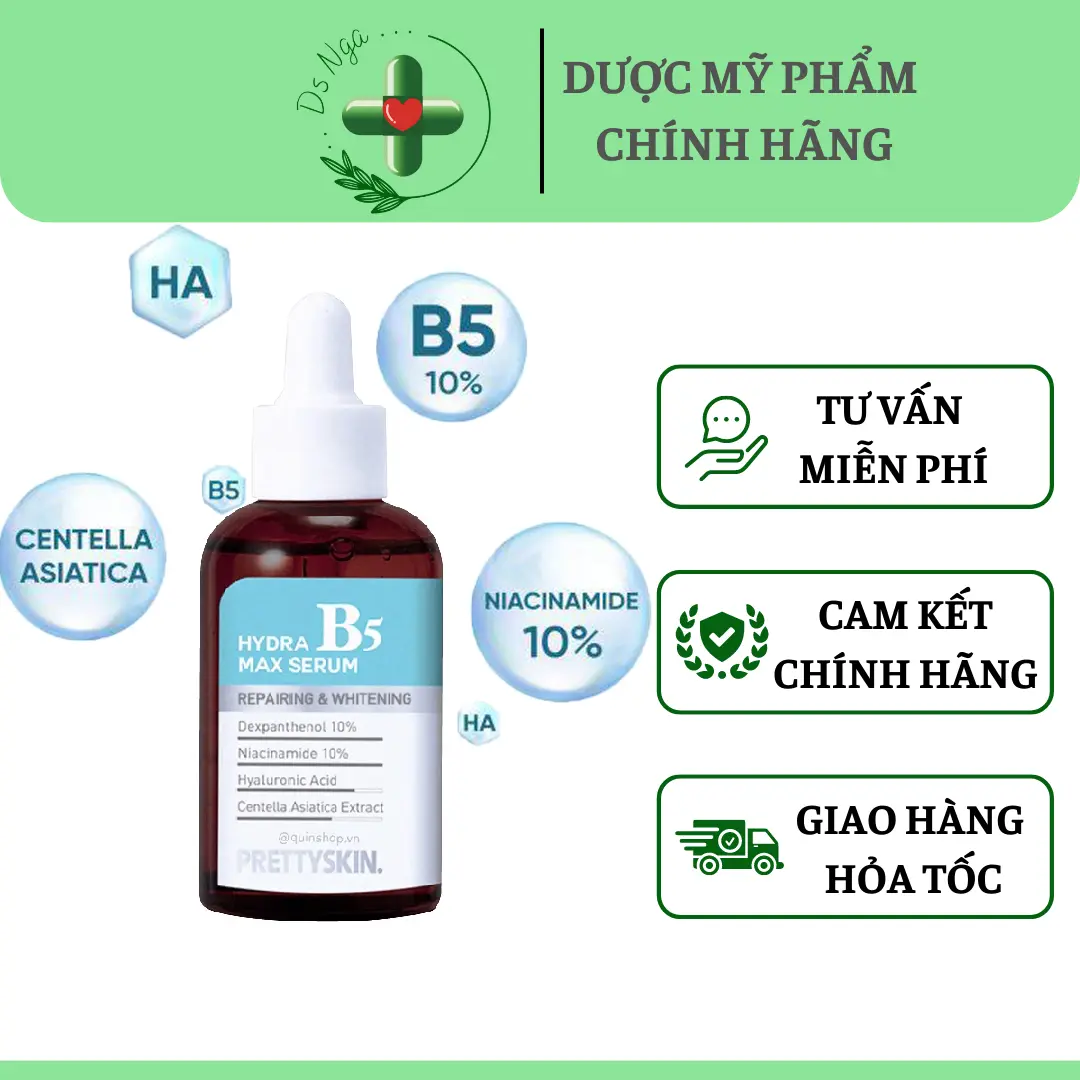 [Nhập Khẩu] Serum B5 Phục Hồi , Dưỡng Trắng Căng Bóng Prettyskin 50ml Skincare Nữ Làm Đẹp Da Women Chăm Sóc Da Dưỡng Ẩm Da