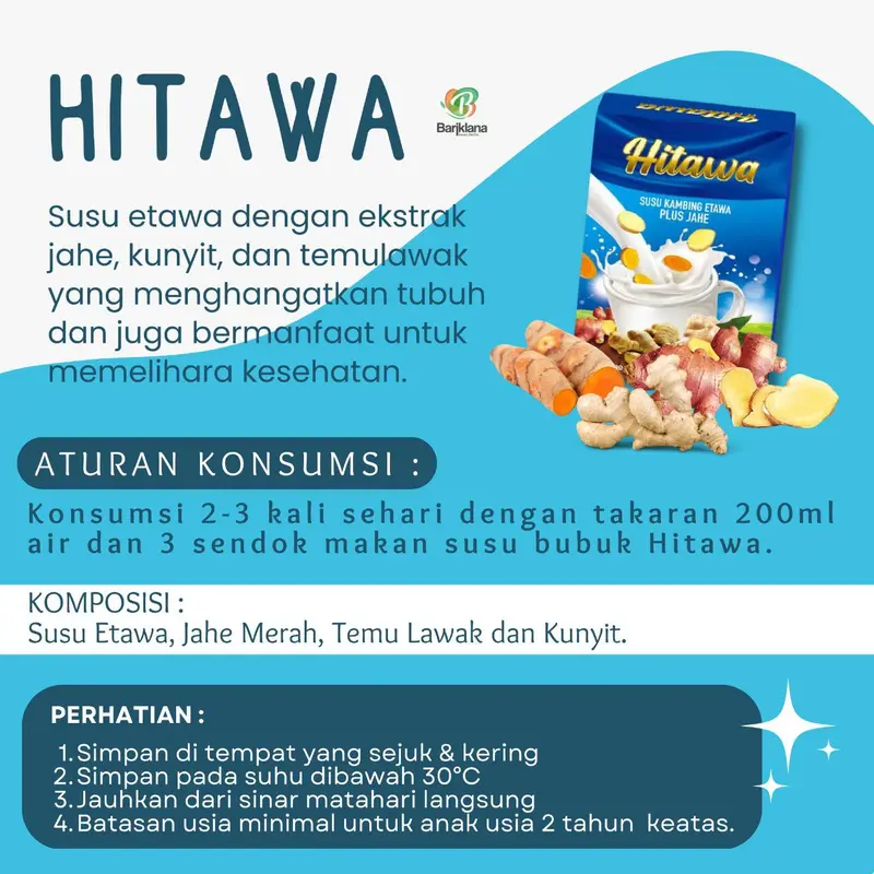HITAWA Susu Kambing Etawa Plus Herbal Jahe Kunyit Temulawak - 200gr Dairy Milk Bubuk 4