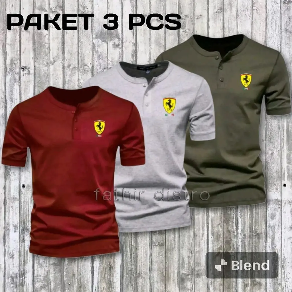 kaos kancing lengan pendek sablon/paket hemat 3pcs/baju distro terbaru dan terlaris Katun elegan yellow sub