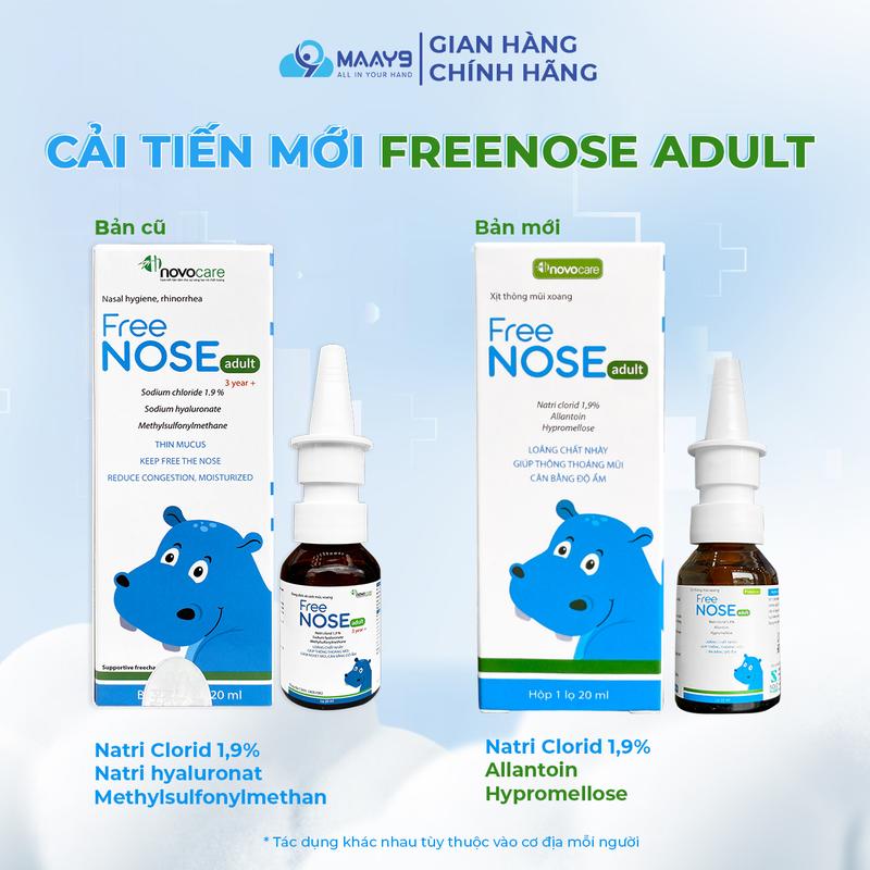 Xịt mũi nước muối ưu trương Novocare Freenose giảm ngạt mũi, chảy nước mũi, giảm sung huyết, duy trì độ ẩm mũi 20ml 1