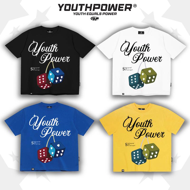 Áo Thun Big Boxy YOUTHPOWER TREAT YOURSELF Nam Nữ Unisex Cổ Tròn Chất Liệu Cotton In Lụa Local Brand Top Women Trắng Xanh Bích Vàng