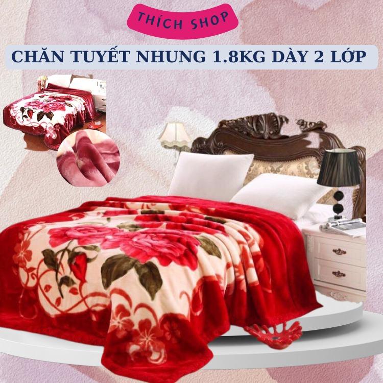 Chăn lông tuyết nhung dày 2 lớp 1m6x2m nặng 1.8kg mềm mịn không đổ lông chan long chăn  nhung lông tuyết