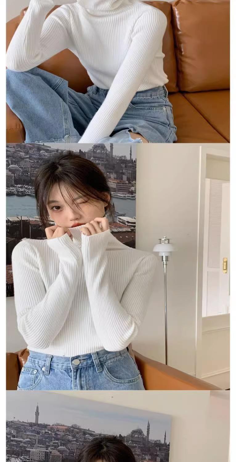 Product Introduction of Knitted Bottoming Shirt Padded Top Sweater Turtleneck Women's Autumn Best-Selling Fashionable Stylish Inner Wear Finger Fit Design Knitwear Womenswear 16
