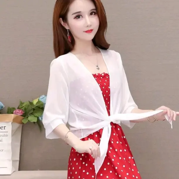 Outer wanita trendy blazer casual jaket ringan fashion vintage kimono polos elegan oversized pormal 0