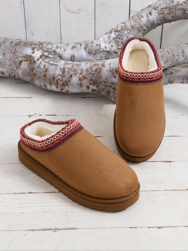 Women's Solid Color Plush Lined Slippers, Casual Soft Comfortable Non-slip Home Slippers, Warm Slippers for Indoor & Outdoor Use for Fall & Winter 0