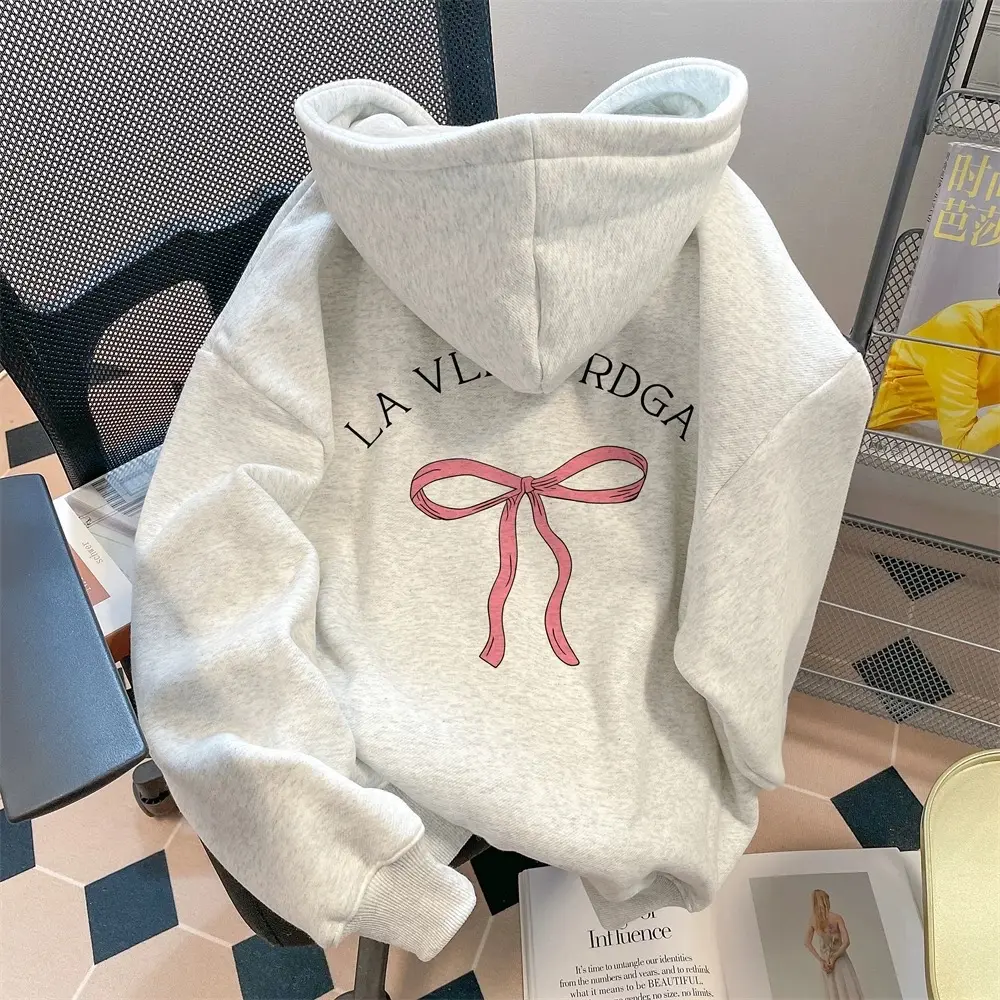 Áo hoodie Rip chất nỉ tàu cao cấp - Nơ ba màu Top Women Nữ