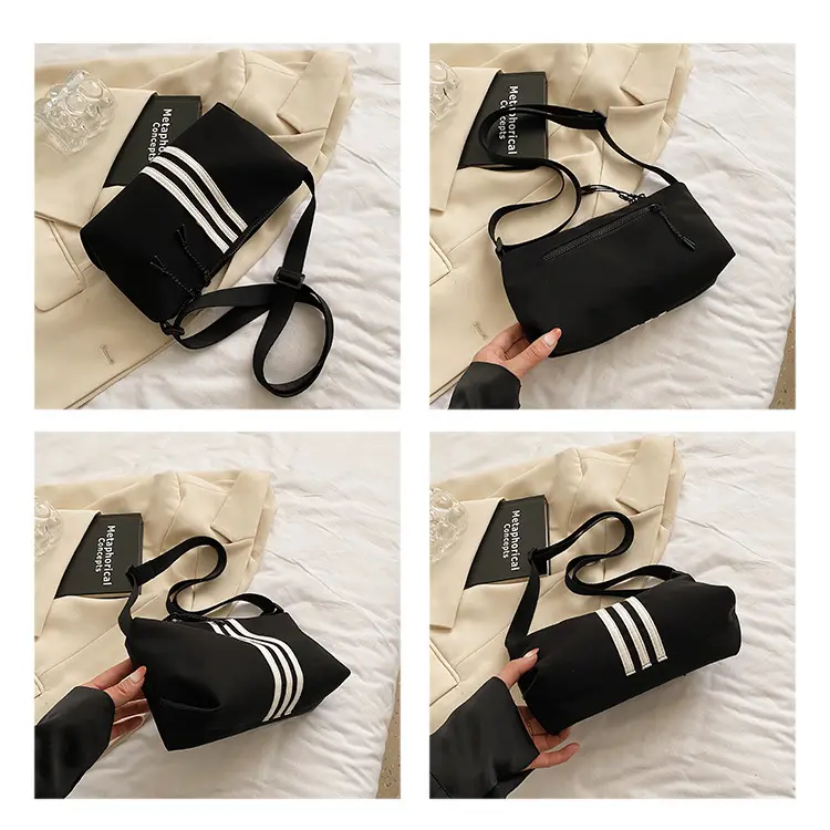Túi Vải Nylon Oxford Cho Nữ, Túi Đeo Chéo 3 sọc Vai, Thường Ngày, Thể Thao, Hobo, Túi Kẹp Nách Mỹ, Mới Đeo Vai Bag Kem Tote Da túi  3  sọc 7