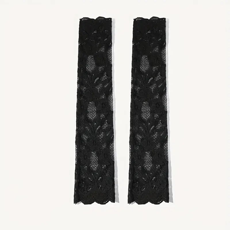 1 Pair Lace  Breathable Flower Embroidery Solid Color Long Gloves Elastic Decorative Fingerless Gloves For Women 1
