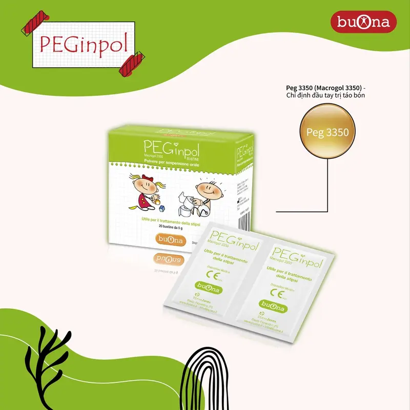 Hỗ Trợ Táo Bón Cấp Và Mãn Tính Cho Trẻ Em - Hộp 20 Gói 5g Buona Peginpol Macrogol 3350 4